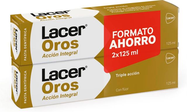 Imagen de la oferta: LACER OROS - Pasta de Dientes 2 x 125 ml, Protección Bucodental Integral, Triple Acción, Previene el Sangrado, Reduce la Sensibilidad Dental, Protege Contra la Caries
