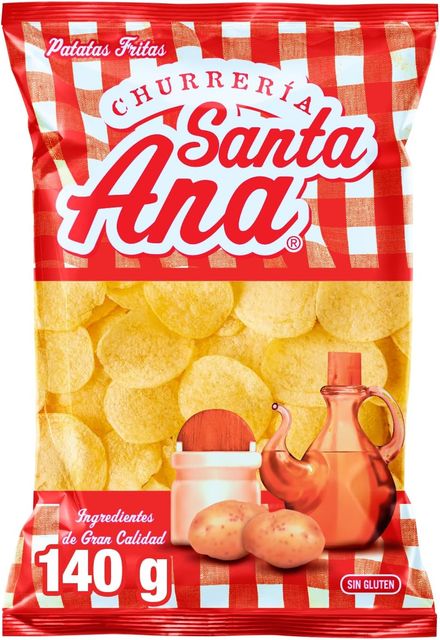 Imagen de la oferta: Santa Ana, Patatas fritas con sal estilo churrería, Producto de Aperitivo, Snack en bolsa individual de 140gr