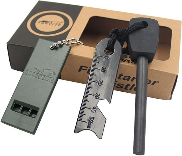 Imagen de la oferta: Pedernal Supervivencia Magnesio Mechero Kit 7 En 1 Encendedor con Mango De Madera Hecho a Mano Grueso De 5/16" 10,000 Pulverizadores De Chispa Tradicional para Acampada Senderismo Montañismo Viaje