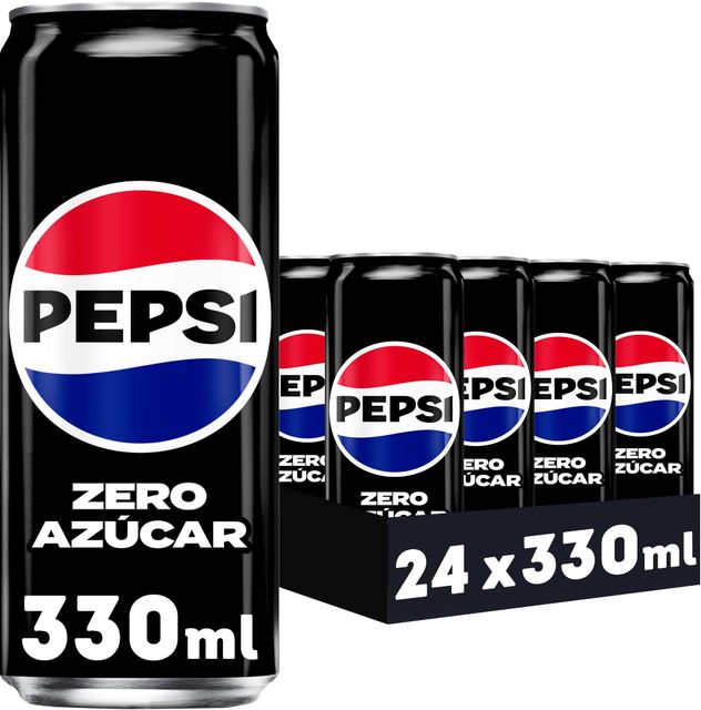 Imagen de la oferta: Pepsi zero Refresco de cola con cero azúcar y cero calorías, pack de 24 latas de 330 ml, 7.92 litros en total