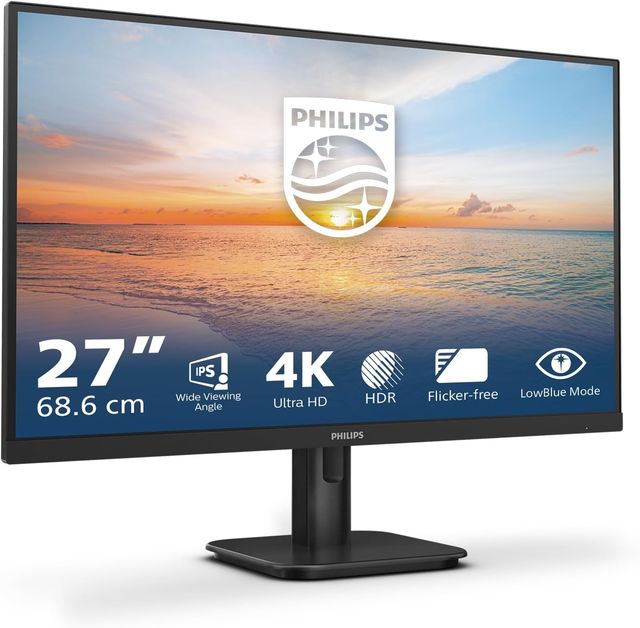 Imagen de la oferta: Philips 27E1N1800A Monitor 27" UHD, WLED, 60Hz, IPS, 4 ms GtG, HDR10, Adaptive Sync., Altavoces, (3840x2160, 2X HDMI 2.0, 1x DP 1.4) Negro
