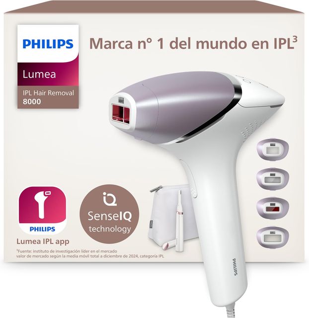 Imagen de la oferta: Philips Lumea serie 8000, dispositivo de depilación IPL, alternativa de depilación láser, tecnología SenseIQ, 4 accesorios para el cuerpo, lápiz recortador compacto satén, BRI949/00