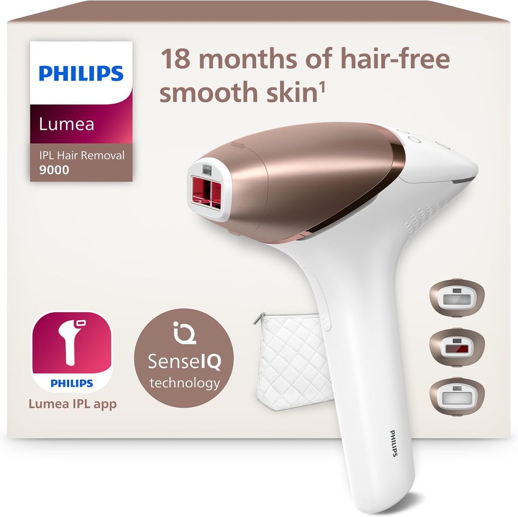 Imagen de: Philips Lumea serie 9000, dispositivo de depilación IPL, alternativa de depilación láser, tecnología SenseIQ, 3 accesorios para el cuerpo, la cara y zonas de precisión, con y sin cable, BRI955/00