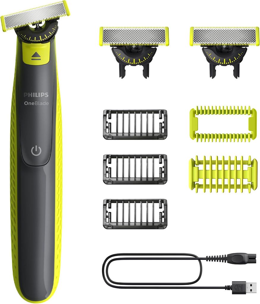 Imagen de: Philips OneBlade 360 Auténtico Barbero, afeitadora y recortadora eléctrica facial y corporal, 3x 360 cuchillas, 3x peine para barba incipiente (1,3,5mm), 1x kit corporal, QP2824/31