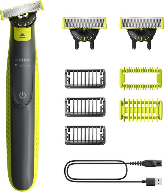 Imagen de la oferta: Philips OneBlade 360 Auténtico Barbero, afeitadora y recortadora eléctrica facial y corporal, 3x 360 cuchillas, 3x peine para barba incipiente (1,3,5mm), 1x kit corporal, QP2824/31