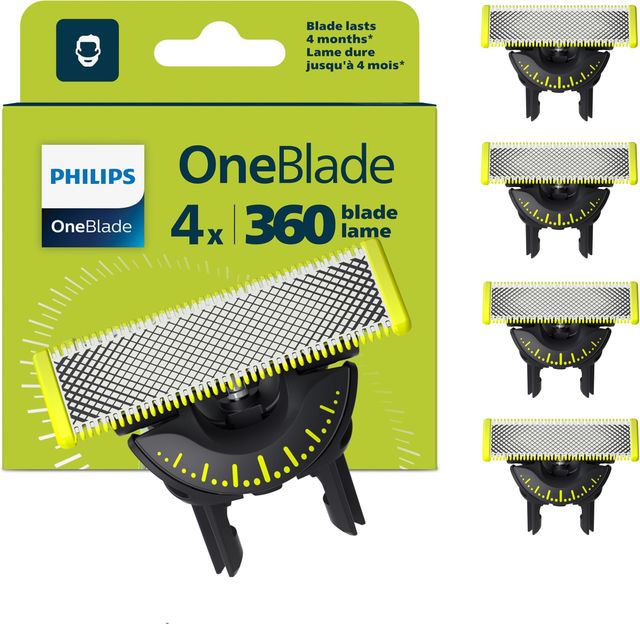 Imagen de la oferta: Philips OneBlade Original 360 cuchillas, compatibles con todos los mangos OneBlade y OneBlade Pro, 4 unidades (modelo QP440/50)