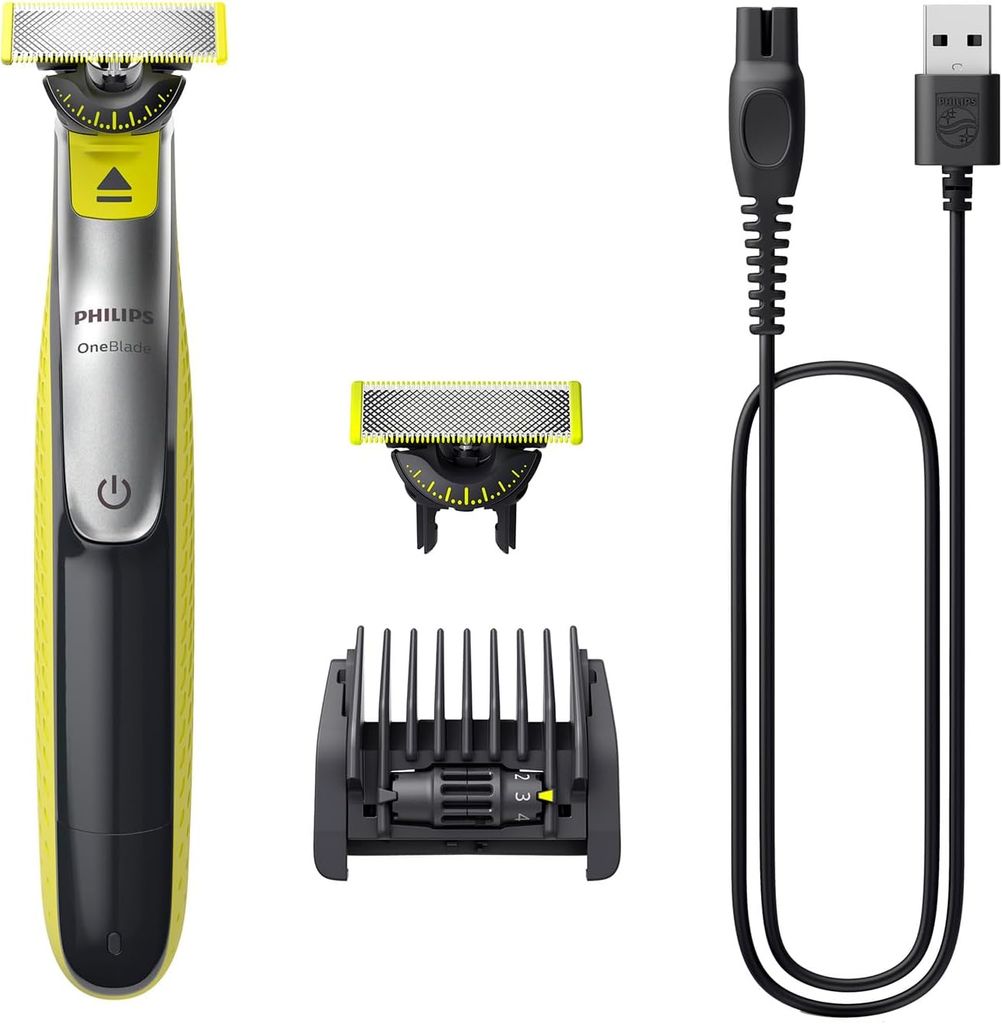Imagen de: Philips OneBlade 360 - Maquinilla de Afeitar Híbrida, Barbero Eléctrico y Afeitadora, 2 Cuchillas 360, Peine-Guía Ajustable 5 en 1 (modelo QP2734/30)
