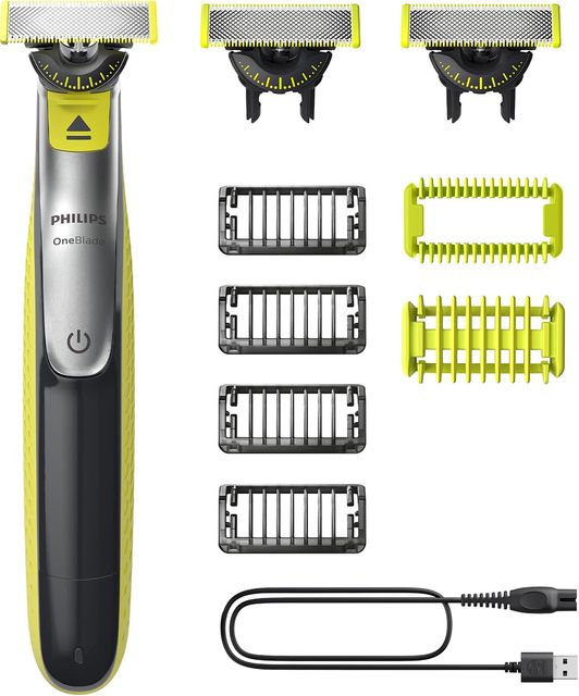 Imagen de la oferta: Philips OneBlade 360 Auténtico Barbero, afeitadora y recortadora eléctrica facial y corporal, 3x 360 cuchillas, 4x peine para barba incipiente (1,2,3,5mm), 1x kit corporal, QP2834/31