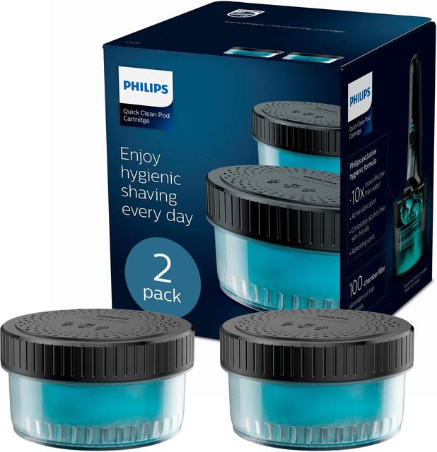 Imagen de la oferta: Philips Quick Clean Pod, Cartuchos de Recarga para Afeitadora Electrica Hombre, Pack 2 Unidades, Fragancia Fresh, CC12/50
