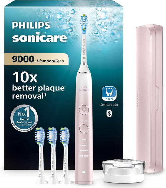 Imagen de la oferta: Philips Sonicare DiamondClean 9000, cepillo dental eléctrico, edición especial, sónico con aplicación, sensor de presión, soporte de carga, rosa, modelo HX9911/79, Rosa