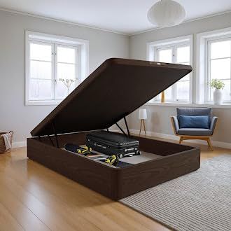 Imagen de la oferta: PIKOLIN Canapé Abatible de Madera con Gran Capacidad | Montaje y Retirada Usado Incluido | Esquinas Delanteras Redondeadas | 160x200 | Color Wengué | 32 cm Altura | AIRBOX