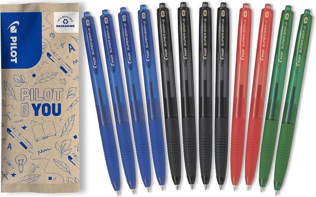 Imagen de la oferta: PILOT Caja de 12 Supergrip G RT - Bolígrafos PILOT con tinta recargable y empuñadura cómoda - Bolígrafo retráctil y recargable - 4 Azules, 4 Negros, 2 Rojos, 2 Verdes - Punta Media