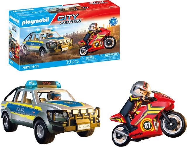 Imagen de la oferta: PLAYMOBIL | Action Heroes | Persecución con camioneta policial | Juguete policial con Luces y Sonidos | Juguete de Aventuras Lleno de acción | para Mayores de 4 años | 71875