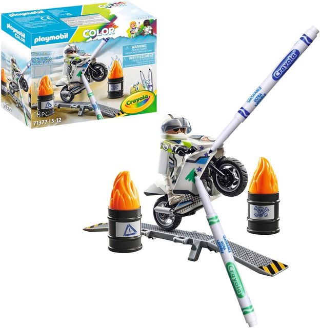 Imagen de la oferta: PLAYMOBIL Color 71377 Moto, diseño Creativo de vehículos con bolígrafos y Accesorios solubles en Agua para Realizar Acrobacias sorprendentes, Juguetes para niños a Partir de 5 años