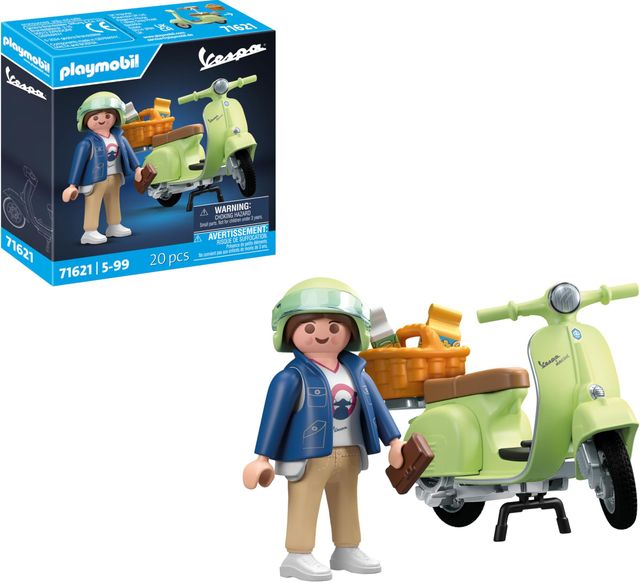 Imagen de la oferta: PLAYMOBIL Cars 71621 1969 Vespa 150 Sprint Veloce, Verde Claro, Modelo Fiel para coleccionistas y Aficionados, Incluye Accesorios versátiles y Varias Opciones de sillín