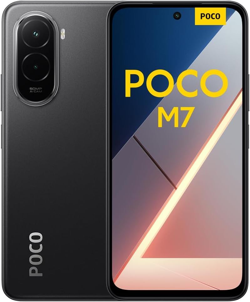 Imagen de: Xiaomi POCO M7 - Smartphone de 6+128GB, Cámara Dual de 50MP con AI, Pantalla inmersiva de 6,9" FHD+, Snapdragon 685, Carga rápida de 33W y Reversible de 18W, Cargador no Incluido, Negro (Versión ES)