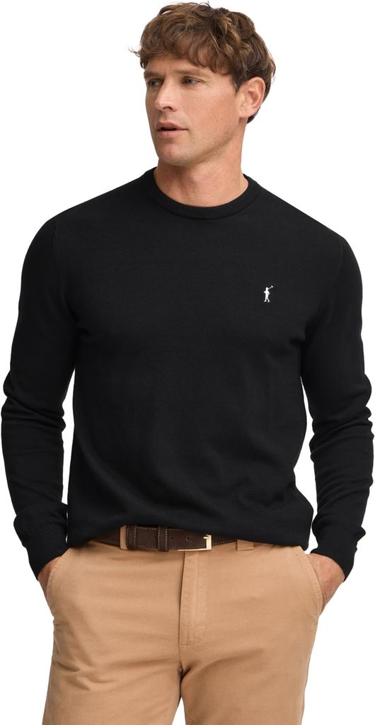 Imagen de: Polo Club Jersey de Punto Trenzado para Hombre con Logo y Cuello Redondo