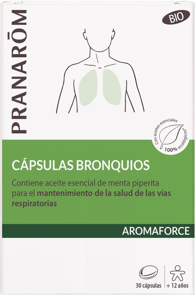 Imagen de: PRANAROM - Aromaforce - Cápsulas Bronquios - Salud Respiratoria - Con Aceites Esenciales 100% BIO - 30 Cápsulas