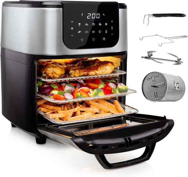 Imagen de la oferta: Princess Freidora sin Aceite y Horno de Aire Caliente con Cesta Giratoria – 11 litros – Multifunción – Accesorios Incluidos – 10 Programas – Pantalla Digital Táctil – 1800 W – 182075