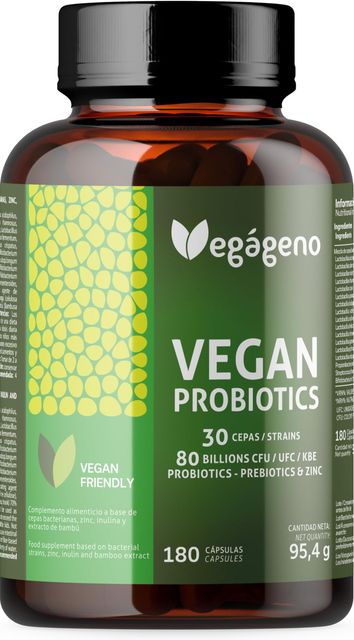 Imagen de la oferta: Probióticos y Prebióticos Intestinales 180 cápsulas Vegetales, 30 Cepas Bacterianas, 80 Billones UFC - con Zinc. Tambien Probioticos mujer flora intima. Apto para Veganos. Sin Gluten