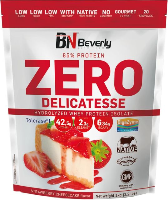 Imagen de la oferta: Beverly Zero Delicatesse - Proteína Hidrolizada de Suero con Digezyme y Tolerase - 1 Kg - 29 g de proteína por ración - 28 servicios - Excelente digestibilidad - Sabor (TARTA QUESO FRESA)
