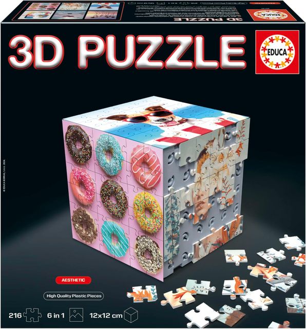 Imagen de la oferta: Educa - 3D Puzzle Cube Aesthetic. El Reto puzzlero en Forma de Cubo con 216 Piezas en Total. Estructura: Base montable Cubierta por 6 Puzzles de 36 Piezas Cada uno. A Partir de 14 años (20125)