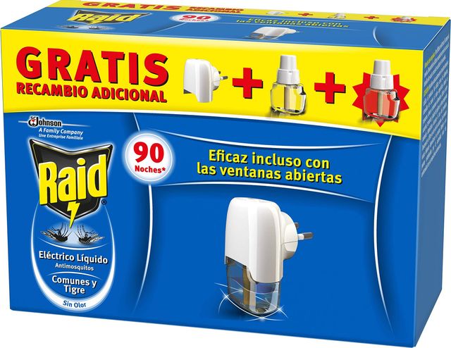 Imagen de la oferta: Raid Eléctrico Anti Mosquitos Comunes y Tigre 90 Noches con Aplicador y 2 Recambios - 54 Mililitros (2 x 27ml), El embalaje puede variar