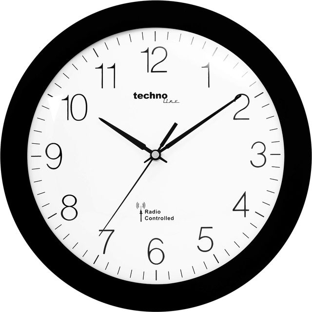 Imagen de la oferta: techno line WT 8000 - Reloj de Pared Radiocontrolado, Color Negro
