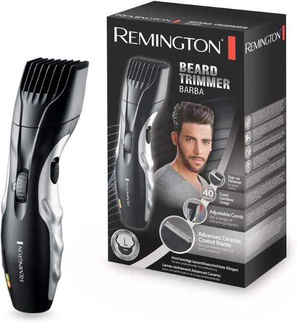 Imagen de la oferta: Remington Recortadora de Barba Ceramic Beard, Barbero con Cable e Inalámbrico, Cuchillas Cerámica, 9 Ajustes de Longitud, Rueda Zoom Ajuste de Longitud, 40 min Autonomía, Indicador Carga, MB320C