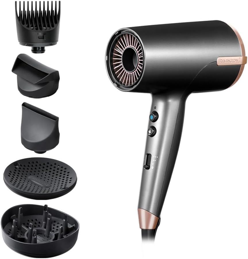 Imagen de: Remington Secador de Pelo Professional ONE, sensor Thermacare para proteger cabello, iónico, 8 ajustes, 4 accesorios, reductor encrespamiento, neceser para guardar, D6078