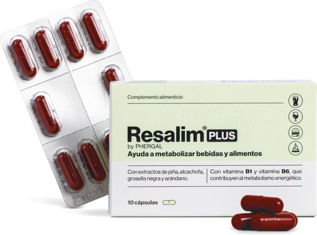 Imagen de: ResalimPLUS - Complemento Alimenticio para Ayudar a Metabolizar Bebidas y Alimentos, Ayuda a disminuir el cansancio y la fatiga - 10 Comprimidos