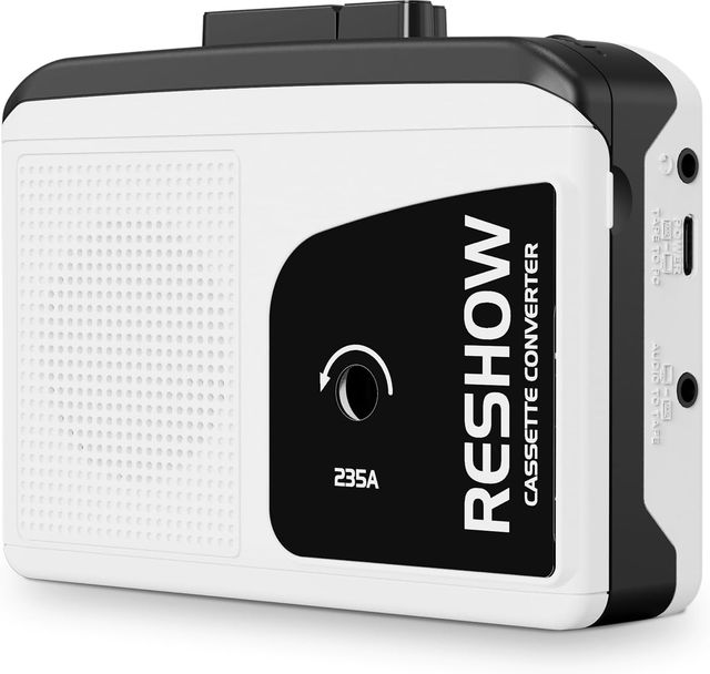 Imagen de la oferta: Reshow Reproductor de Casete portátil, grabadora de Cassette MP3, micrófono Integrado, Altavoz Loud, música de Audio a través de USB, grabación inversa en Cassette Sonido estéreo Blanco
