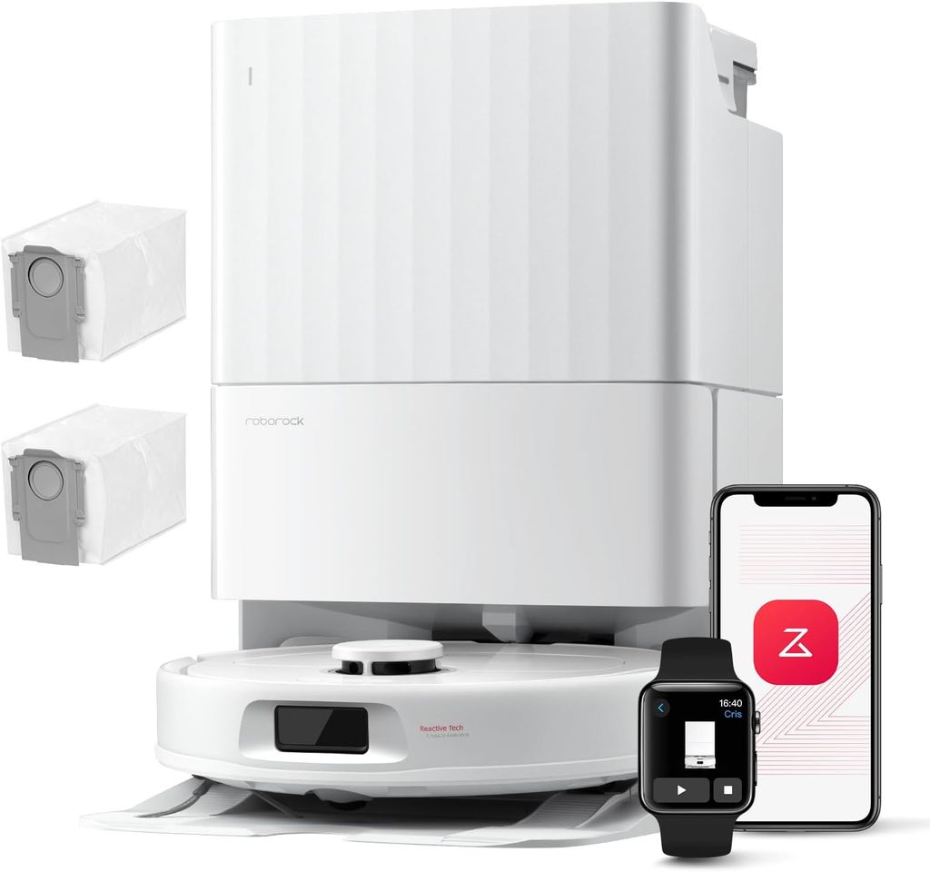 Imagen de: roborock Robot Aspirador QV 35A Set, 8000Pa de succión, Dos mopas giratorias elevables, cepillos antienredos, tecnología reactiva para Evitar obstáculos, navegación y mapeo,Blanco