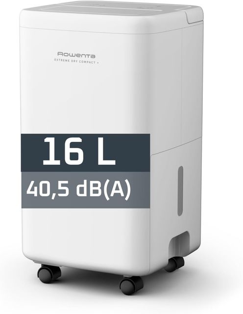 Imagen de la oferta: Rowenta Extreme Dry Compact +, Deshumidificador 16L/día para Habitaciones hasta 40m², Secado Ropa 30% Más Rápido, Silencioso, 3 Modos con Temporizador, Indicador Humedad, Compacto y potente, DH5260