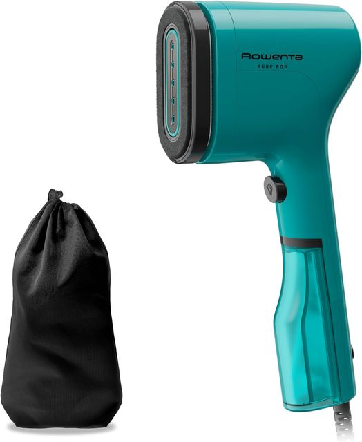 Imagen de la oferta: Rowenta Pure Pop - Cepillo de vapor de 1300 W con salida de vapor de hasta 20 gr/min que plancha y purifica, elimina pelusas y pelo, cabezales reversibles, diseño para viaje, color verde, DR2024