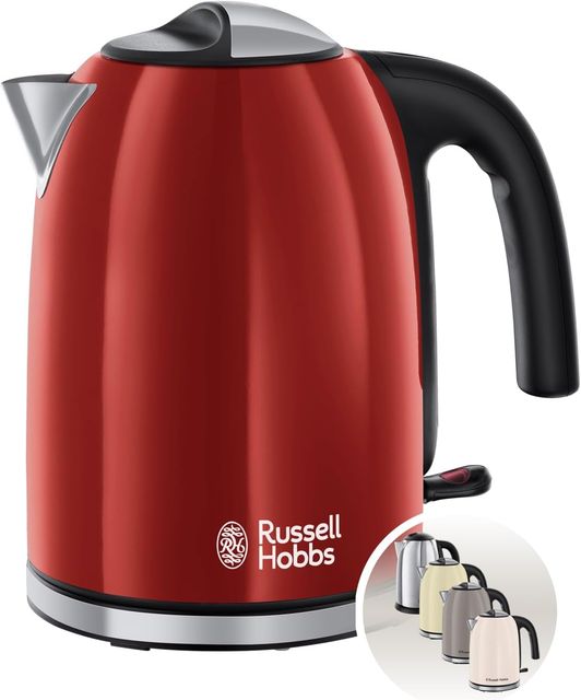 Imagen de la oferta: Russell Hobbs Hervidor Agua Eléctrico [1.7 l, acero inoxidable] Colours+ Red (ebullición rápida, filtro antical extraíble, boquilla vertido óptimo, indicador nivel de agua, 2400 W, rojo) 20412-70