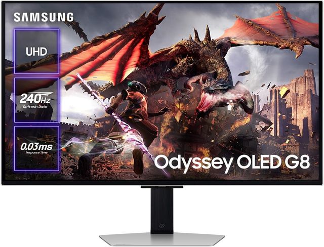 Imagen de la oferta: Samsung 32" Monitor Odyssey OLED G8 UHD 3840 x 2160, 16:9, 240Hz, 0,03ms, FreeSync Premium Pro, G-Sync Compatible, Antirreflejos, Burn-in Safeguard, Modo Eye Saver, Flicker Free, LS32DG802SUXEN, 2025