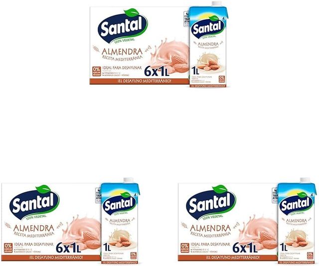 Imagen de la oferta: Bebida vegetal Santal Almendra sin azúcar añadido brik 1L – Caja de 6 litros (Paquete de 3)