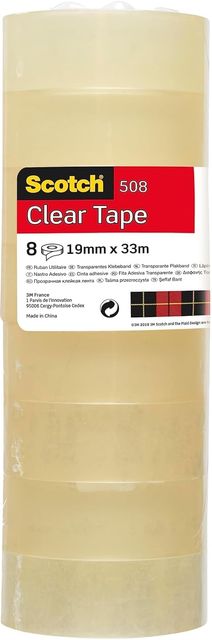 Imagen de la oferta: Scotch Cinta Adhesiva Transparente - 8 rollos - 19mm x 33m - Cinta Adhesiva para Uso General para el Colegio, el Hogar y la Oficina