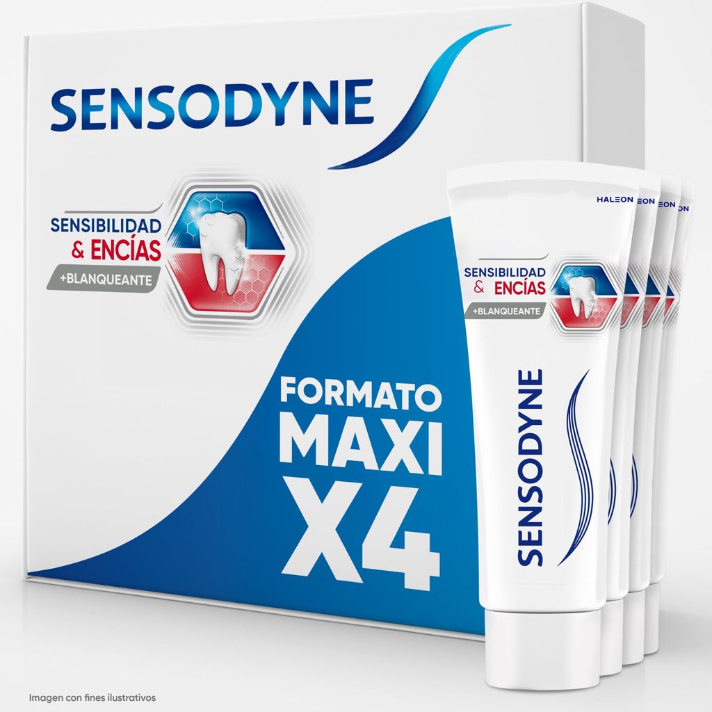 Imagen de: Sensodyne Sensibilidad y Encías Pasta de Dientes Blanqueante, Alivio Para Dientes Sensibles y Mejora de la Salud de las Encías, Pack 4x75 ml