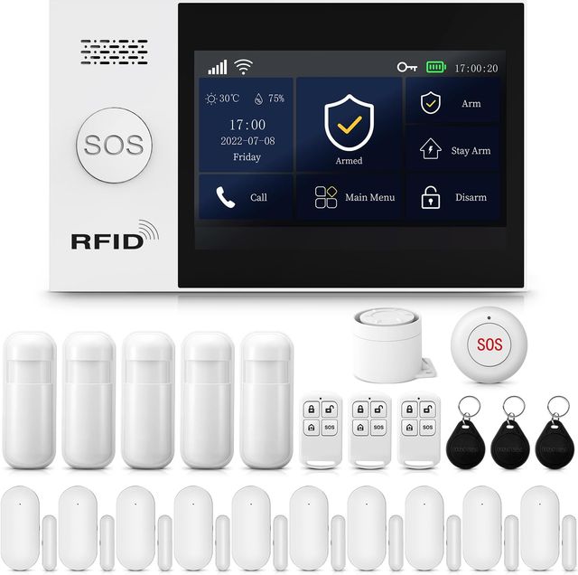 Imagen de la oferta: PGST Sistema de Alarma Inteligente WiFi, Fácil Instalación, 4.3 Pulgadas + 4G gsm Alarmas Antirrobo Inalámbricas, Tuya App Remote Smart Siren para el hogar,Compatible con Alexa y Google Assistant