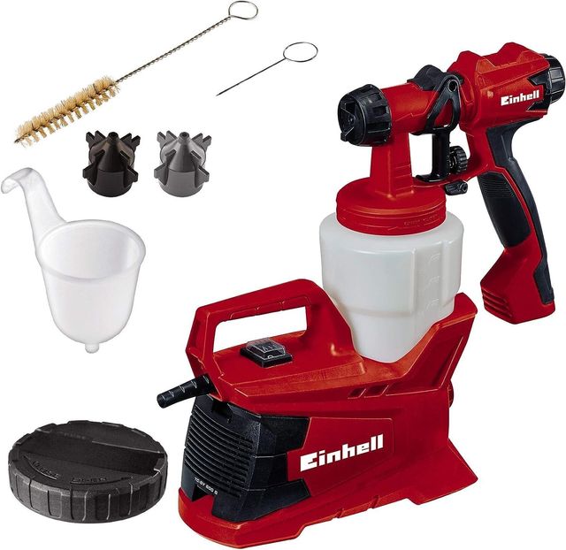 Imagen de la oferta: Einhell Sistema de pulverización de pintura TC-SY 600 S (semi-estacionario, áreas de trabajo medianas y grandes, para barnices, esmaltes y pinturas para paredes interiores) Negro, Rojo