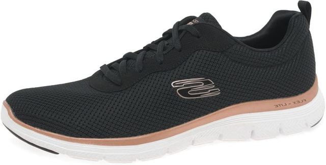 Imagen de la oferta: Skechers Flex Appeal 4.0 Brilliant View Regular, Zapatillas Mujer, Black Mesh Rose Gold Trim, 38 EU