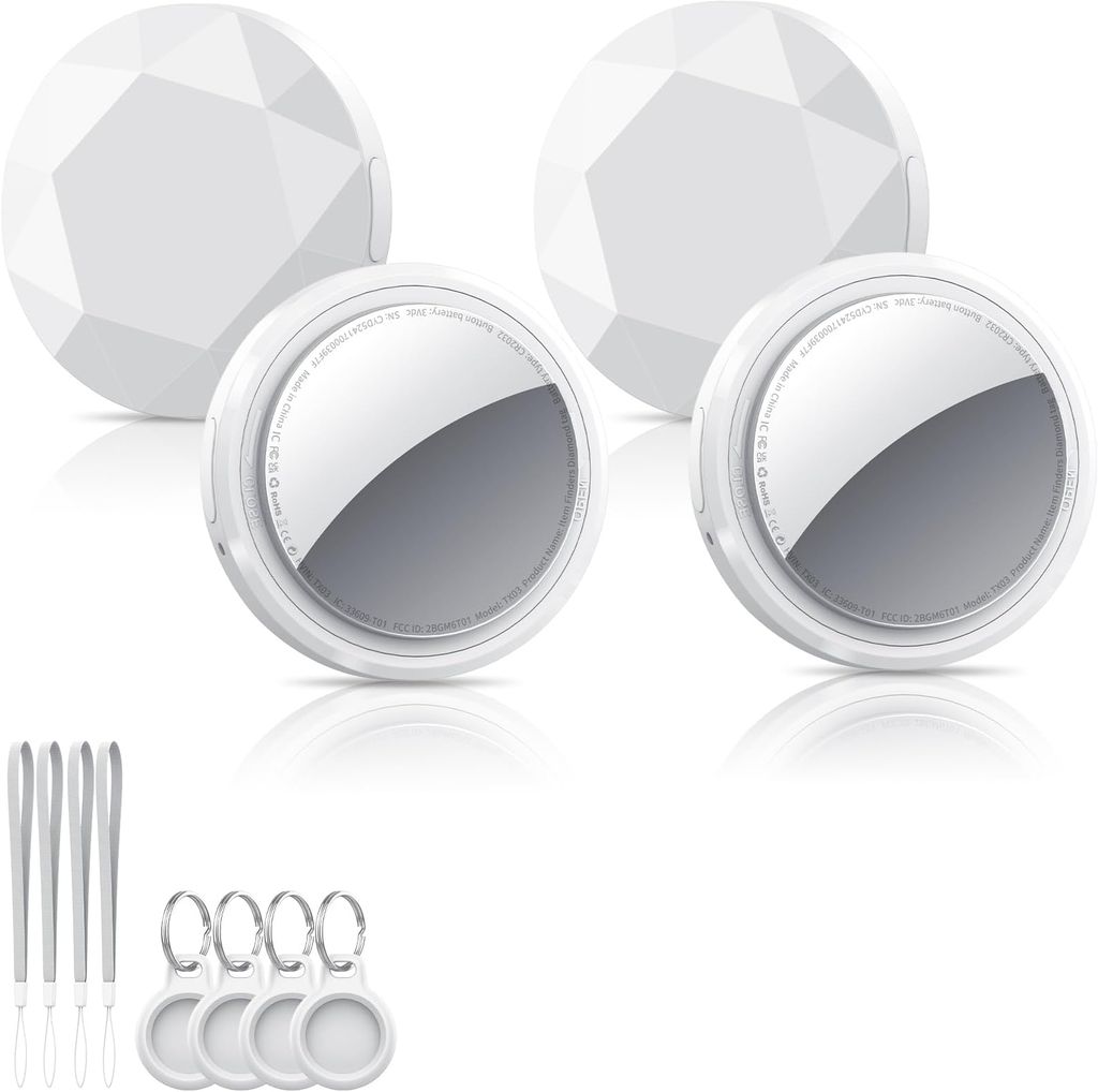 Imagen de: Smart Air Tracker Tag 4 Pack Blanco, Buscador de Objetos Bluetooth Funciona con Buscar Apple (sólo iOS), Localizador Bluetooth, Rastreador para Llaves, Cartera, Equipaje, Mochila, Batería Reemplazable