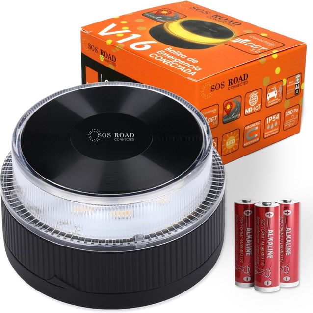 Imagen de la oferta: SOS ROAD Baliza de Emergencia V16 con Geolocalización y Conexión DGT 3.0 – Uso Obligatorio Enero 2026, Señal LED Homologada para Coche, Alcance 1km, Resistente al Agua, Datos Incluidos hasta 2038
