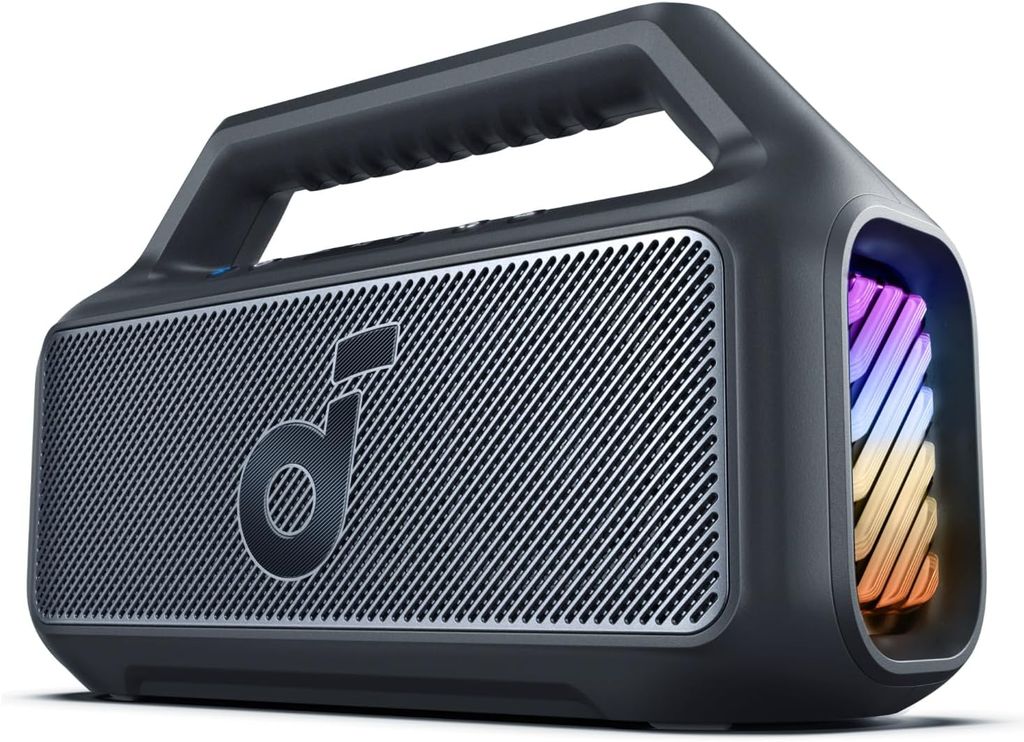 Imagen de: Soundcore Altavoz Bluetooth Potente Boom 2, con Potente Sonido 80W Gracias al Subwoofer y BassUp™, 24h, IPX7, Tiene Luces RGB, Puerto USB-C, para IR de Camping, a la Playa o al Campo