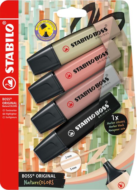 Imagen de la oferta: STABILO Marcador BOSS ORIGINAL NatureCOLORS - Pack con 4 colores (verde barro, siena, ocre oscuro, negro)