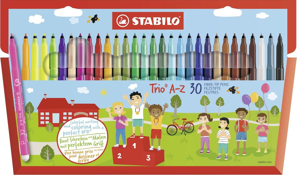 Imagen de: STABILO Rotulador con zona de sujeción triangular Trio A-Z - Estuche con 30 colores