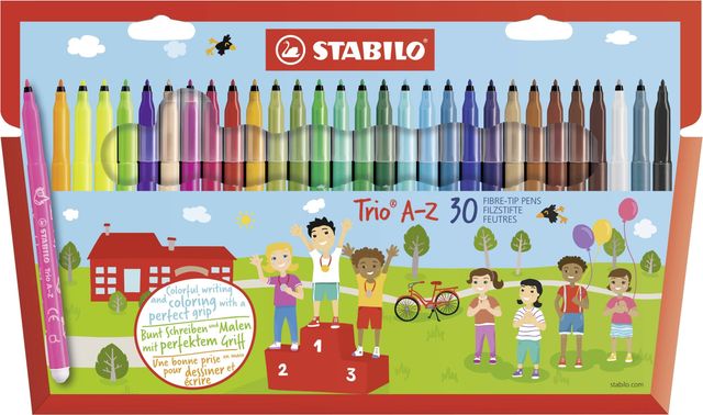 Imagen de la oferta: STABILO Rotulador con zona de sujeción triangular Trio A-Z - Estuche con 30 colores