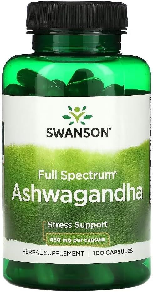 Imagen de: Swanson - Ashwagandha Extract 450mg | Apoyo Natural para el Alivio del Estrés y el Vigor - 100 Cápsulas